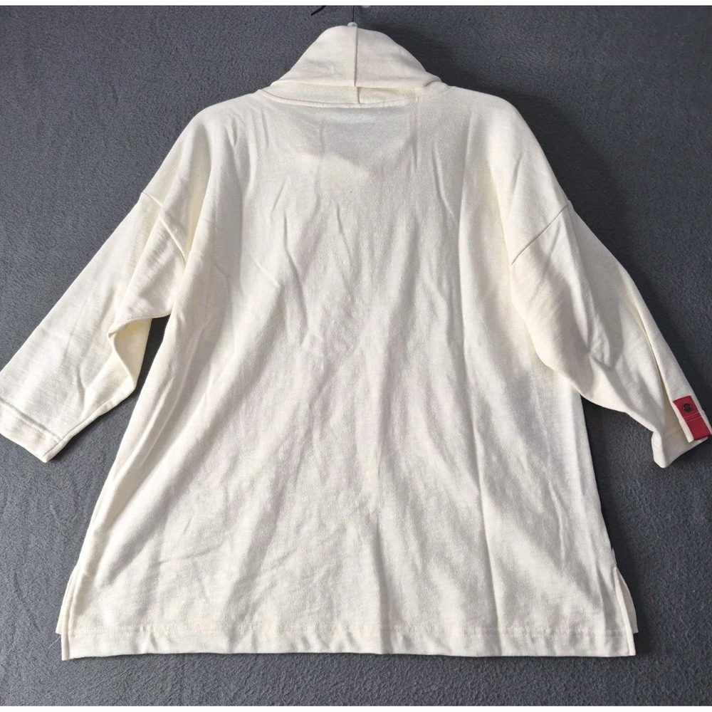 NWT ALI MILES Sz PL Ivory Cowl Neck Colorblock Lagenlook 3/4 Sleeves Tunic Top - Picture 3 of 11